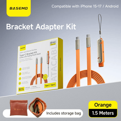Upgraded version⚡  2-in-1 Invisible Holder Charger Cable – 240W Fast Charging Cord with Built-In Phone Stand