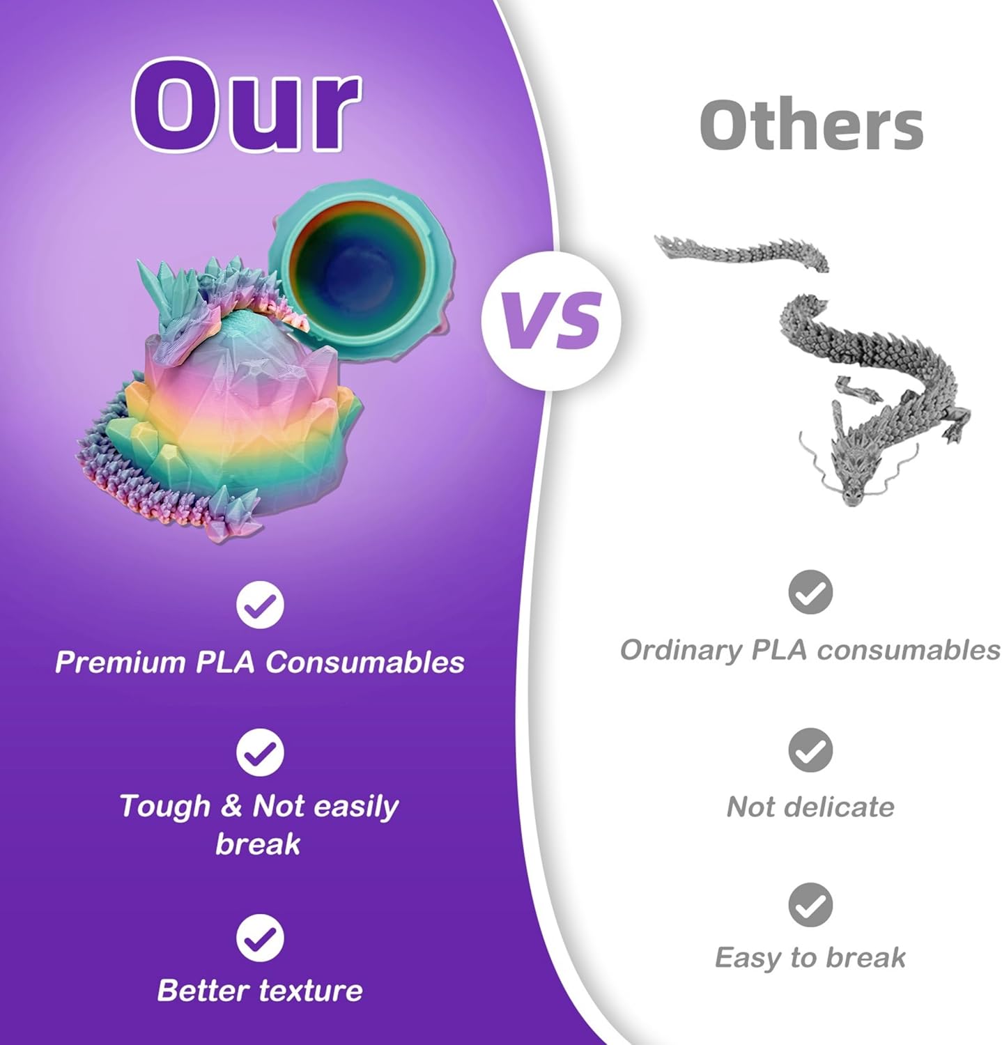 3D Printed Dragon Egg, Easter Eggs Mythical Dragon Eggs with Dragon Inside