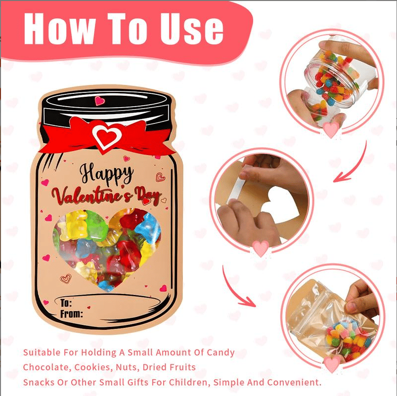 Valentines Day Cards for Kids - 60 Pack Mason Jar Valentine Gifts Cards(Candy Not Included)