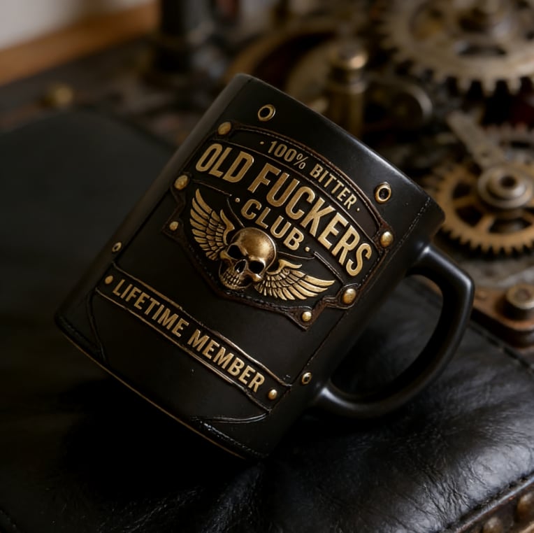 ☕ OLD FUCKERS CLUBTM Mug - 100% Bitter, Always Real. Lifetime Member. 😎💀