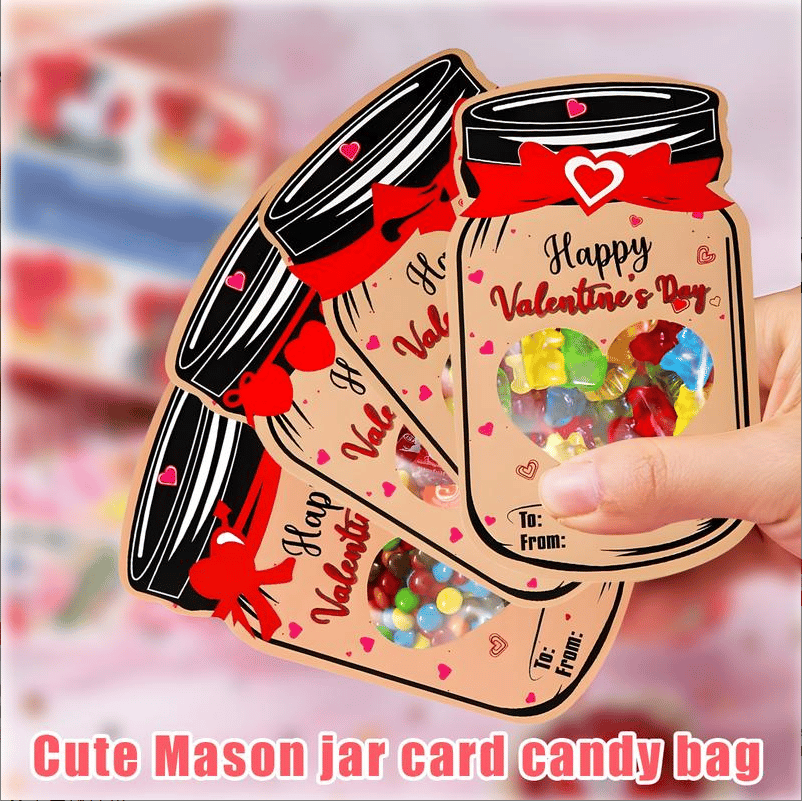 Valentines Day Cards for Kids - 60 Pack Mason Jar Valentine Gifts Cards(Candy Not Included)