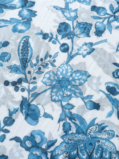 Two-Piece Floral Print Ruched Mesh Swimsuit, Sarong