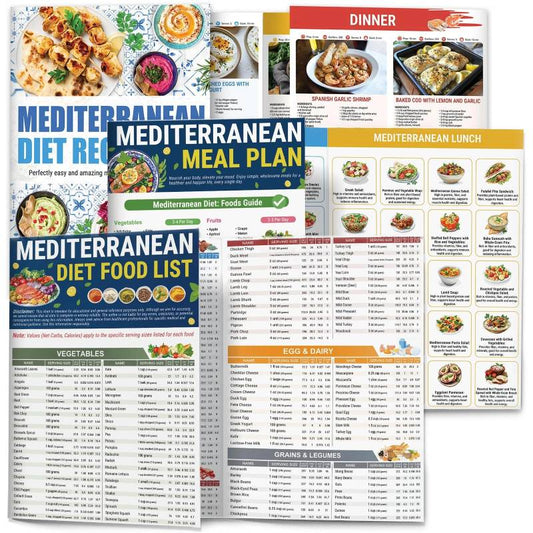 🎁Last Day 60% OFF🔥3-Pack Mediterranean Diet Chart Food List 2026, Mediterranean Ingredient Meal Plan