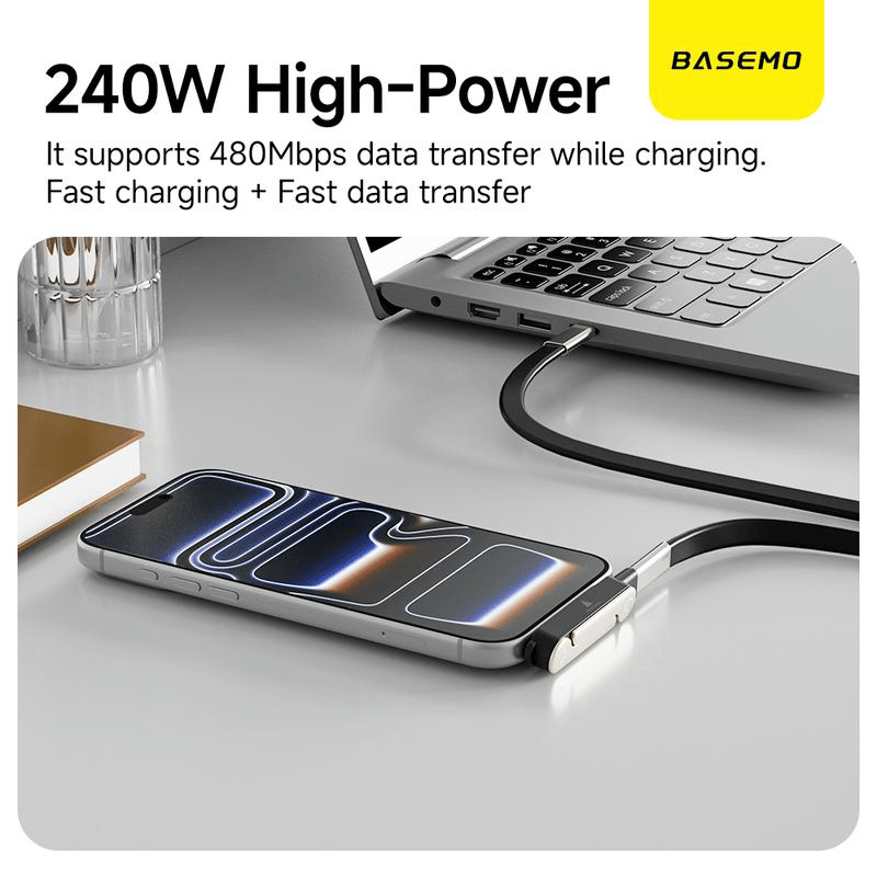 Upgraded version⚡  2-in-1 Invisible Holder Charger Cable – 240W Fast Charging Cord with Built-In Phone Stand