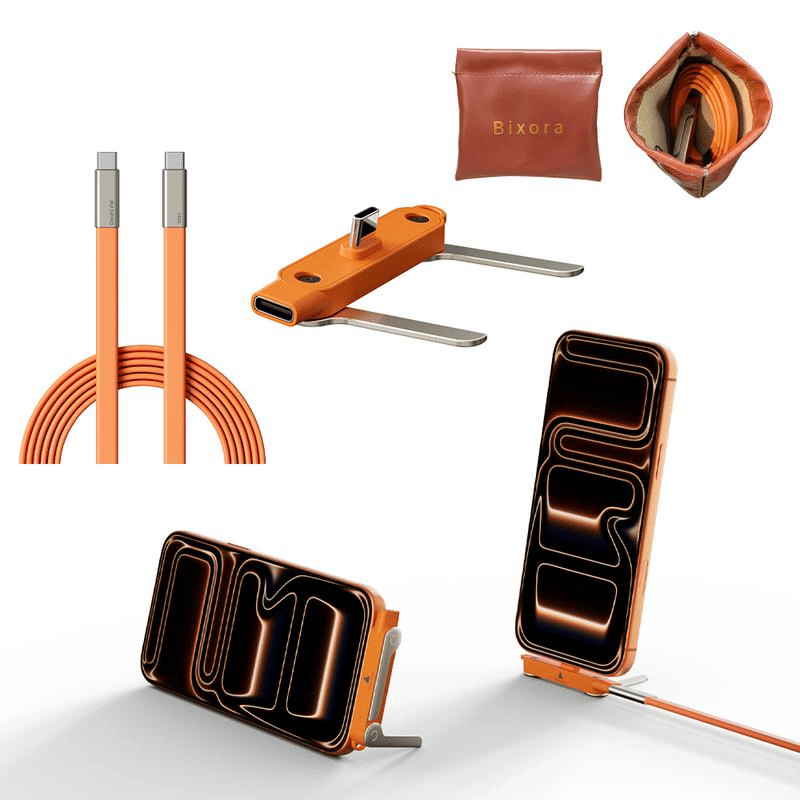 Upgraded version⚡  2-in-1 Invisible Holder Charger Cable – 240W Fast Charging Cord with Built-In Phone Stand