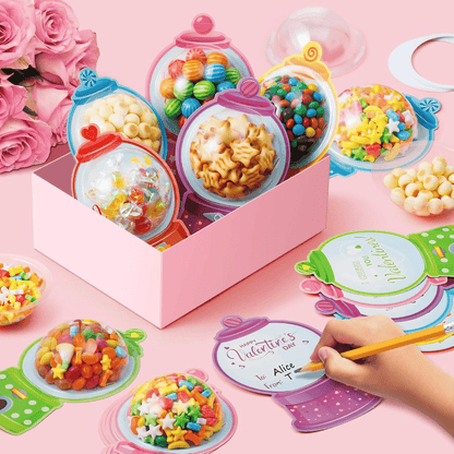 Candy Cards Gift Set | 36/18 Pcs with Plastic Domes, DIY Treat Holders for Classroom Exchange, Kids & Couples 💝🎁🍬
