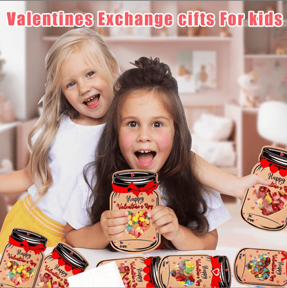 Valentines Day Cards for Kids - 60 Pack Mason Jar Valentine Gifts Cards(Candy Not Included)