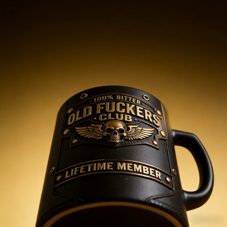 ☕ OLD FUCKERS CLUBTM Mug - 100% Bitter, Always Real. Lifetime Member. 😎💀