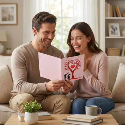 3D Pop-Up Anniversary Card - Romantic Love Tree & Hearts Design💌